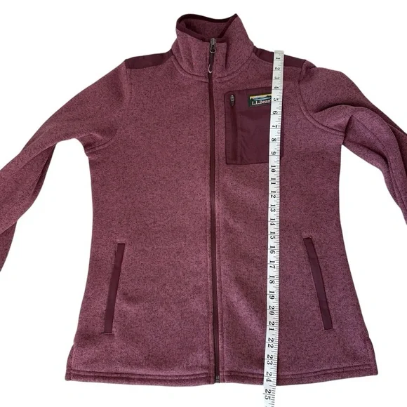 LL Bean Women’s Jacket Sweater Fleece Full-Zip XSmall Mauve Maroon Zip Pockets - Picture 7 of 9